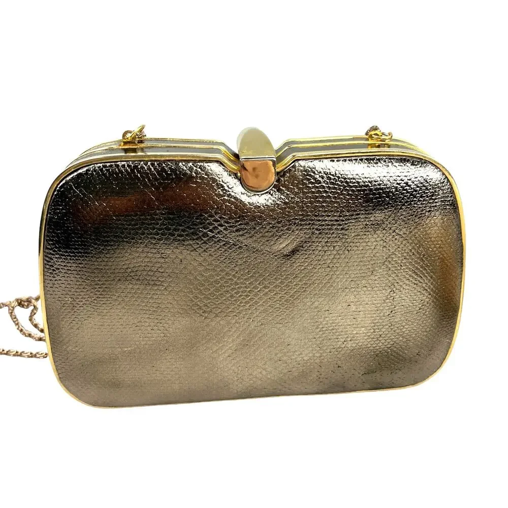 Le-Ann Gold Purse Clutch Crossbody Chain 7